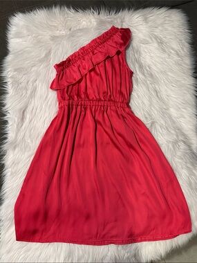 One-Shoulder Ruffle Dress in Pink